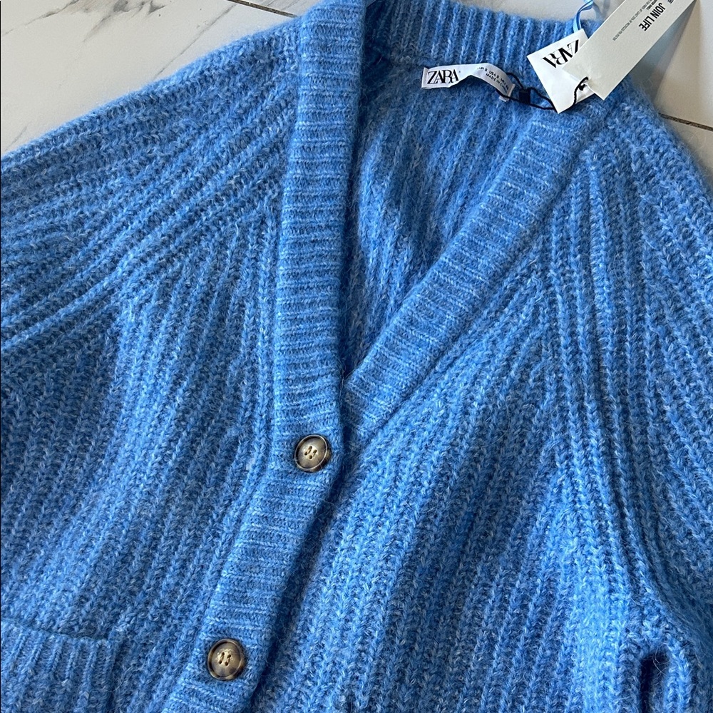 Zara Sky Blue Button-Up Cardigan